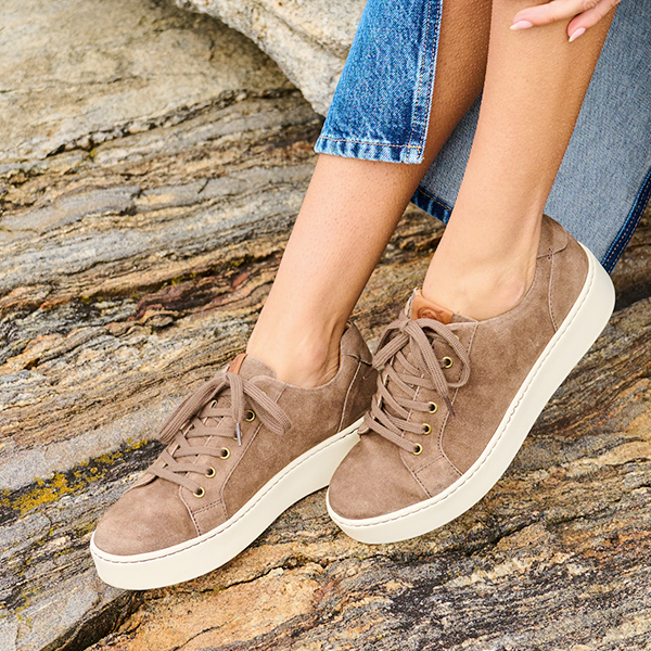 Women's Mira sneaker in tan suede. Shop Mira.